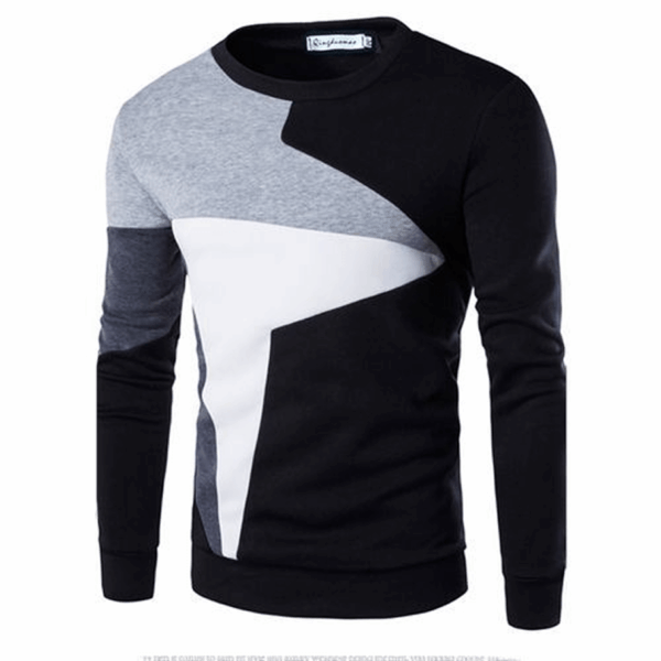 V2 Patterned Long Sleeve Round Neck Shirt