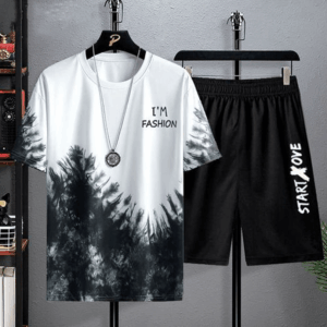 Men's 2-in-1 Short Sleeved T-shirt&Shorts Set - Black